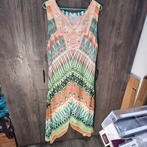 Nurture By Westbound High Low Dress BoHo Lacy Bib Front Detailing Size XL